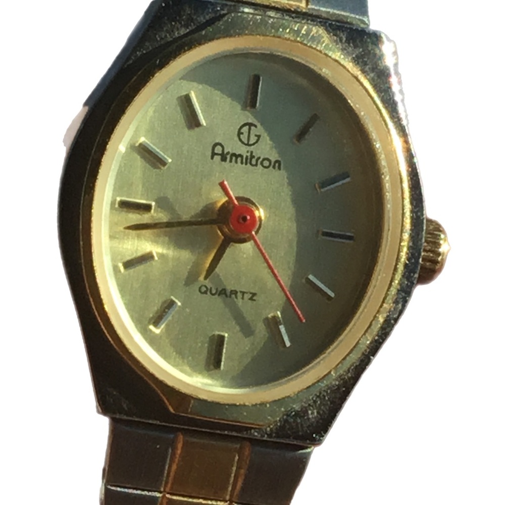Armitron Gold Tone Watch with Red Seconds Hand